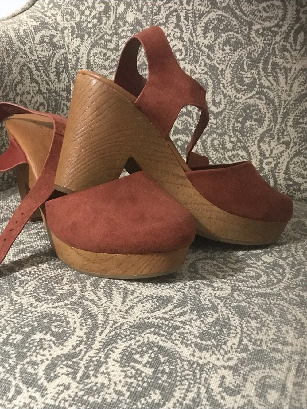 Women's Rust Suede Platform Sandals